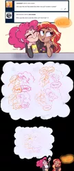 Size: 1280x2950 | Tagged: ..., artist:ask-sunpie, artist:wimsie, ask, bisexual pride flag, clothes, comic, confession, derpibooru import, dialogue, female, human, humanized, jacket, lesbian, nuzzling, onomatopoeia, pinkie being pinkie, pinkie pie, ponytail, pride, pride flag, safe, shipping, shirt, sound effects, sunsetpie, sunset shimmer, thought bubble, tumblr:ask sunpie