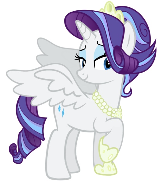 Size: 887x1024 | Tagged: safe, artist:bubaiuv, artist:moodboards-are-magic, deleted from derpibooru, derpibooru import, edit, vector edit, rarity, alicorn, pony, alicornified, alternate hairstyle, clothes, crown, jewelry, necklace, pearl necklace, race swap, raricorn, regalia, shoes, simple background, solo, transparent background, vector