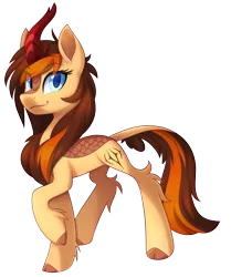 Size: 4176x5000 | Tagged: safe, artist:scarlet-spectrum, derpibooru import, oc, oc:aerion featherquill, unofficial characters only, kirin, cutie mark, female, image, kirinified, looking at you, png, simple background, solo, species swap, transparent background