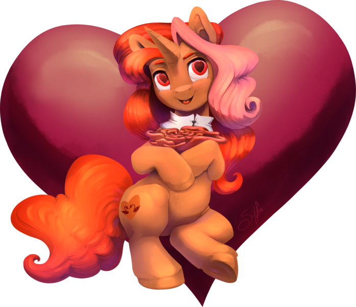 Size: 2791x2401 | Tagged: safe, artist:silfoe, derpibooru import, oc, oc:romancedy, unofficial characters only, pony, unicorn, commissioner:reversalmushroom, female, heart, heart eyes, love, mare, romance, romantic, simple background, solo, transparent background, wingding eyes