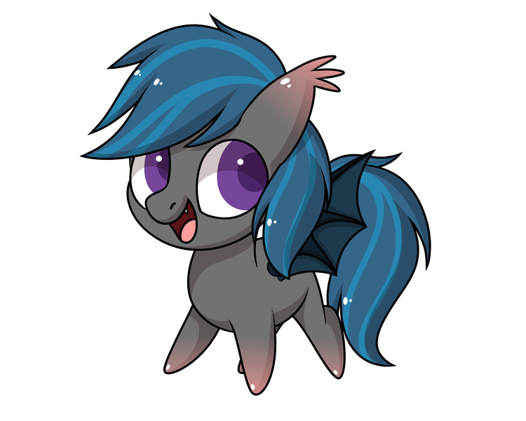 Size: 5000x4000 | Tagged: safe, artist:氢氢, derpibooru import, oc, oc:nocturne star, bat pony, pony, adorable face, bat pony oc, bat wings, blue mane, cute, happy, male, purple eyes, stallion, wings