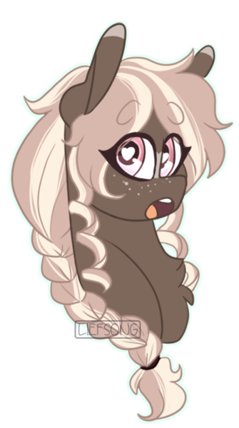 Size: 375x671 | Tagged: safe, artist:liefsong, derpibooru import, oc, oc:cupcake cream, unofficial characters only, braid, bust, cute, freckles, heart eyes, simple background, transparent background, wingding eyes