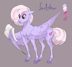 Size: 1395x1287 | Tagged: safe, artist:varwing, derpibooru import, oc, oc:jackdaw, unofficial characters only, pegasus, pony, female, hoers, magical lesbian spawn, mare, offspring, paper, parent:fluttershy, parent:twilight sparkle, parents:twishy, solo, wing hands, wings