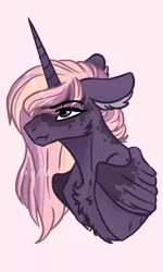 Size: 1500x2500 | Tagged: safe, artist:artfestation, derpibooru import, oc, oc:cassiopeia, alicorn, pony, bust, female, mare, portrait, simple background, solo