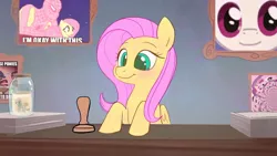 Size: 1280x720 | Tagged: suggestive, artist:imalou, derpibooru import, fluttershy, princess cadance, rainbow dash, vinyl scratch, alicorn, pegasus, pony, unicorn, blushing, caption, crossover, cum, cum jar, cute, female, hi anon, image macro, jar, lewd container meme, male, mare, meme, shyabetes, smiling, solo, spider-man, text