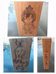 Size: 365x480 | Tagged: anime, artist:dawn-designs-art, artist:sapphire-burns-art, changeling, changeling queen, chibi, derpibooru import, fairy tail, fake cadance, female, photo, princess cadance, pyrography, queen chrysalis, safe, traditional art, wood, zeref dragneel