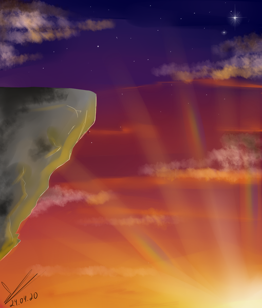 Size: 1070x1259 | Tagged: artist:yuris, background, derpibooru import, no pony, rock, safe, sunset