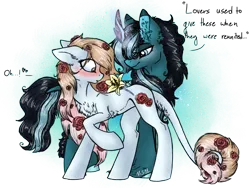 Size: 2048x1536 | Tagged: safe, artist:melonseed11, derpibooru import, oc, oc:frozen note, oc:rosey delicacy, unofficial characters only, kirin, pegasus, pony, female, flower, mare, simple background, transparent background