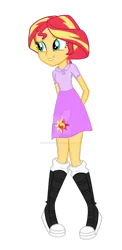 Size: 625x1279 | Tagged: safe, artist:airiana45, derpibooru import, sunset shimmer, equestria girls, boots, clothes, shoes, simple background, solo, transparent background, vector