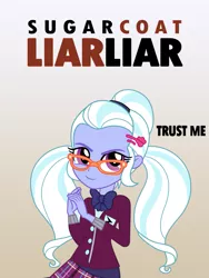 Size: 911x1214 | Tagged: safe, derpibooru import, sugarcoat, equestria girls, jim carrey, liar liar, looking at you, movie, movie poster, movie reference, solo