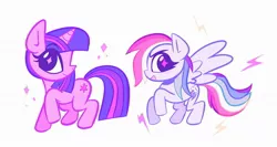 Size: 1500x800 | Tagged: safe, artist:frogletcomics, artist:gooomys, derpibooru import, rainbow dash, twilight sparkle, pegasus, pony, unicorn, cutie mark, duo, female, image, jpeg, mare, simple background, unicorn twilight, white background, wingding eyes