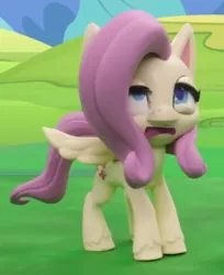 Size: 440x540 | Tagged: safe, derpibooru import, screencap, fluttershy, pegasus, pony, my little pony: pony life, my little pony: stop motion short, rainy day puddle play, cropped, female, mare, open mouth, pre sneeze, solo, stop motion, youtube link