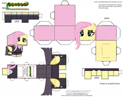 Size: 2979x2354 | Tagged: safe, artist:grapefruitface1, derpibooru import, fluttershy, pony, arts and crafts, craft, cubeecraft, fluttergoth, papercraft, printable, solo