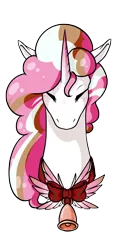 Size: 1191x2315 | Tagged: safe, artist:oneiria-fylakas, derpibooru import, oc, oc:pink pepper, unofficial characters only, pony, unicorn, bell, bust, female, mare, portrait, simple background, solo, transparent background