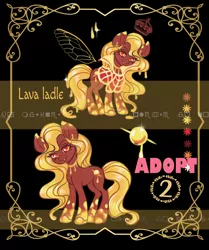 Size: 934x1118 | Tagged: safe, artist:mdwines, derpibooru import, oc, unofficial characters only, breezie, earth pony, goo, goo pony, original species, pony, adoptable, adopted, adoption, advertisement, auction, auction open, breeziefied, cutie mark, gold, lava, lava lamp, outfit, solo, species swap, wax