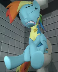 Size: 383x475 | Tagged: safe, artist:unknownface24, derpibooru import, rainbow dash, pegasus, pony, 3d, but why, female, implied pooping, mare, potty time, solo, source filmmaker, struggling, toilet, trainee