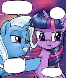 Size: 524x614 | Tagged: alicorn, artist:pencils, chest fluff, comic, cropped, derpibooru import, edit, no text edit, safe, trixie, twilight sparkle, twilight sparkle (alicorn)