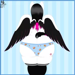 Size: 2000x2000 | Tagged: artist:shylista's art, ass, burger panties, butt, clothes, derpibooru import, futa, herm, horse, intersex, oc, oc:shy art, panties, pegasus, pegasus oc, rear view, short tail, socks, solo, solo herm, suggestive, the ass was fat, tight clothing, underwear, unofficial characters only, vampire, wings