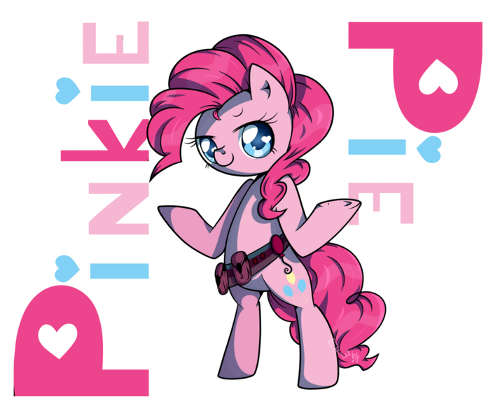 Size: 1024x885 | Tagged: safe, artist:musicfirewind, derpibooru import, pinkie pie, earth pony, pony, belt, bipedal, cute, cutie mark accessory, diapinkes, female, heart eyes, looking at you, mare, simple background, solo, transparent background, utility belt, wingding eyes