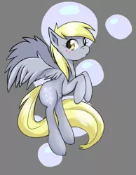 Size: 2333x3000 | Tagged: safe, artist:dreamynart, derpibooru import, derpy hooves, pegasus, pony, blushing, bubble, cute, derpabetes, design, female, gray background, mare, shirt design, simple background, solo