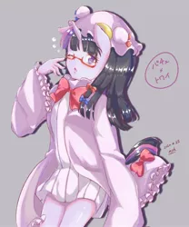 Size: 1706x2048 | Tagged: anime, anthro, artist:moh_mlp2, bow, clothes, cosplay, costume, crossover, cute, derpibooru import, female, glasses, hair bow, hat, looking at you, meganekko, :o, one eye closed, open mouth, patchouli knowledge, safe, solo, touhou, twiabetes, twichouli, twilight sparkle, wink