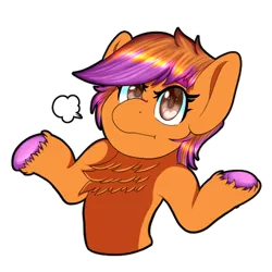 Size: 512x512 | Tagged: safe, artist:mythos art, deleted from derpibooru, derpibooru import, oc, oc:clarity heart, unofficial characters only, chest fluff, commission, digital art, disguise, disguised changeling, emoji, emote, male, shrug, simple background, solo, stallion, sticker, telegram sticker, transparent background