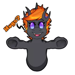 Size: 512x512 | Tagged: safe, artist:mythos art, deleted from derpibooru, derpibooru import, oc, oc:clarity heart, unofficial characters only, changeling, commission, digital art, emoji, emote, hug request, male, purple changeling, simple background, solo, stallion, sticker, telegram sticker, transparent background