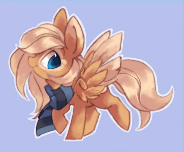 Size: 604x498 | Tagged: safe, artist:popcorn, derpibooru import, oc, oc:mirta whoowlms, unofficial characters only, pegasus, pony, clothes, scarf, simple background, solo