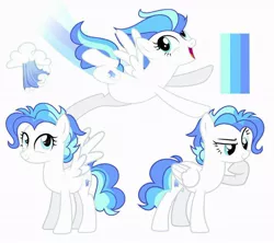 Size: 1024x909 | Tagged: safe, derpibooru import, oc, oc:raindrop, oc:the cyberneticist, unofficial characters only, pegasus, pony, fallout equestria: kingpin, ahoge, blue eyes, blue mane, commissioner:genki, cutie mark, emotional spectrum, female, justice mare, mare, pegasus oc, reference sheet, solo, wings, young mare