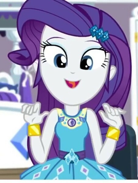 Size: 537x711 | Tagged: safe, derpibooru import, screencap, rarity, camping must-haves, equestria girls, equestria girls series, spoiler:eqg series (season 2), belt buckle, bracelet, breaking the fourth wall, clothes, cropped, cutie mark, cutie mark on clothes, frilly design, geode of shielding, gold, image, jewelry, jpeg, magical geodes, pendant, rarity peplum dress, sleeveless, solo