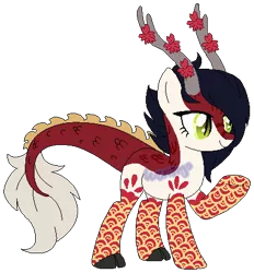 Size: 427x461 | Tagged: safe, artist:skulifuck, derpibooru import, oc, unofficial characters only, dracony, dragon, hybrid, pony, antlers, base used, cloven hooves, eyelashes, raised hoof, simple background, smiling, solo, transparent background