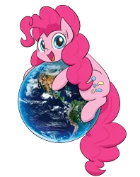 Size: 598x754 | Tagged: safe, artist:dendollae, derpibooru import, pinkie pie, earth pony, pony, cute, diapinkes, earth, earth day, female, hug, looking at you, mare, open mouth, simple background, solo, transparent background