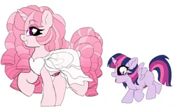 Size: 1000x614 | Tagged: safe, artist:unoriginai, derpibooru import, twilight sparkle, twilight sparkle (alicorn), ponified, alicorn, pony, alternate universe, crossover, cute, female, mother and child, mother and daughter, rose quartz (steven universe), simple background, steven universe, twiabetes, white background