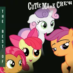 Size: 1024x1024 | Tagged: safe, artist:frownfactory, artist:grapefruitface1, artist:luckreza8, artist:reginault, artist:tomfraggle, derpibooru import, apple bloom, scootaloo, sweetie belle, ponified, pony, album cover, compilation, cutie mark crusaders, cutting crew, parody, ponified album cover, show accurate