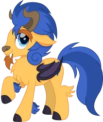 Size: 1274x1500 | Tagged: safe, artist:cloudyglow, derpibooru import, flash sentry, monster pony, original species, pegasus, pony, bat wings, beauty and the beast, crossover, disney, fangs, horns, male, movie accurate, raised hoof, simple background, solo, the beast, transparent background, wings