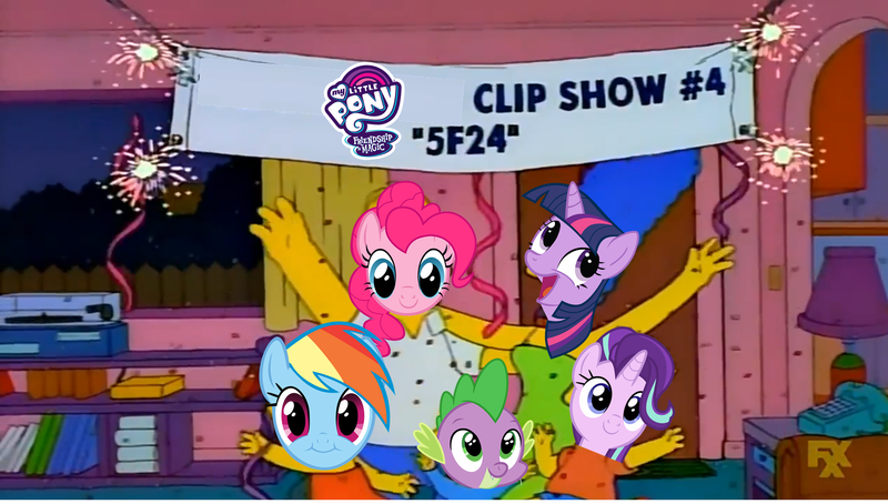 Size: 1704x968 | Tagged: all singing all dancing, cakes for the memories, clip show, derpibooru import, pinkie pie, rainbow dash, safe, solo, spike, spoiler:cakes for the memories, spoiler:mlp friendship is forever, starlight glimmer, the simpsons, twilight sparkle