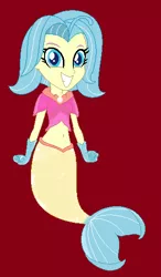 Size: 310x532 | Tagged: safe, artist:furrydiva, derpibooru import, princess skystar, mermaid, equestria girls, my little pony: the movie, belly button, brown background, equestria girls-ified, female, midriff, simple background, smiling, solo
