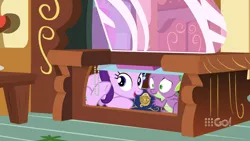 Size: 1280x720 | Tagged: 9go, australia, cakes for the memories, derpibooru import, dragon, safe, screencap, spike, spoiler:cakes for the memories, spoiler:mlp friendship is forever, starlight glimmer, winged spike