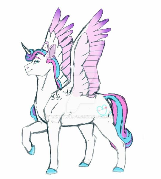 Size: 1024x1138 | Tagged: safe, artist:mandywuuf8, derpibooru import, princess flurry heart, alicorn, pony, deviantart watermark, image, jpeg, male, obtrusive watermark, older, older flurry heart, prince blizzard heart, rule 63, simple background, spread wings, stallion, watermark, white background, wings