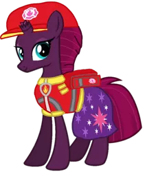 Size: 800x949 | Tagged: safe, artist:melisareb, artist:徐詩珮, derpibooru import, edit, vector edit, fizzlepop berrytwist, tempest shadow, pony, unicorn, series:sprglitemplight diary, series:sprglitemplight life jacket days, series:springshadowdrops diary, series:springshadowdrops life jacket days, aid marshall (paw patrol), alternate universe, base used, clothes, cute, marshall (paw patrol), paw patrol, simple background, transparent background, vector