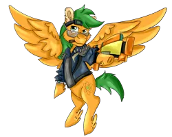 Size: 2500x2000 | Tagged: artist:euspuche, cigarette, clothes, derpibooru import, fallout equestria, fallout equestria: duck and cover, fanfic art, looking at you, oc, oc:atom smasher, pegasus, safe, simple background, transparent background, unofficial characters only
