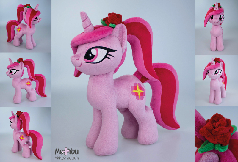 Size: 1800x1226 | Tagged: safe, artist:meplushyou, derpibooru import, oc, oc:sandy rose, earth pony, earth pony oc, flower, hwcon2020, irl, photo, pink coat, plushie, rose, solo