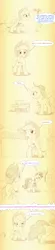 Size: 1052x4778 | Tagged: safe, artist:sherwoodwhisper, derpibooru import, part of a set, applejack, pinkie pie, rarity, bird, earth pony, pony, unicorn, carrot, comic, coronavirus, covid-19, dialogue, female, food, mare, monochrome, offscreen character, screaming, social distancing, speech bubble, stay at home, trio