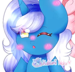 Size: 1280x1230 | Tagged: adorabelle, alicorn, alicorn oc, artist:xx-katsumiineko-xx, blushing, bow, chibi, cute, derpibooru import, female, hair bow, hair over one eye, horn, mare, oc, oc:fleurbelle, one eye closed, safe, simple background, transparent background, wingding eyes, wings, wink, yellow eyes