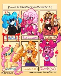 Size: 530x655 | Tagged: safe, artist:artistgmer, derpibooru import, fluttershy, anthro, dog, pegasus, pony, six fanarts, :d, animal crossing, anthro with ponies, bust, clothes, crossover, face mask, female, hazbin hotel, heart, isabelle, knife, mare, pink diamond (steven universe), sally face, shih tzu, smiling, spinel (steven universe), steven universe