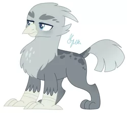 Size: 1184x1056 | Tagged: safe, artist:polymercorgi, derpibooru import, oc, oc:stone cold, unofficial characters only, gryphon, hippogriff, hybrid, crack ship offspring, interspecies offspring, magical lesbian spawn, male, offspring, parent:gilda, parent:limestone pie, parents:gildastone, simple background, solo, white background