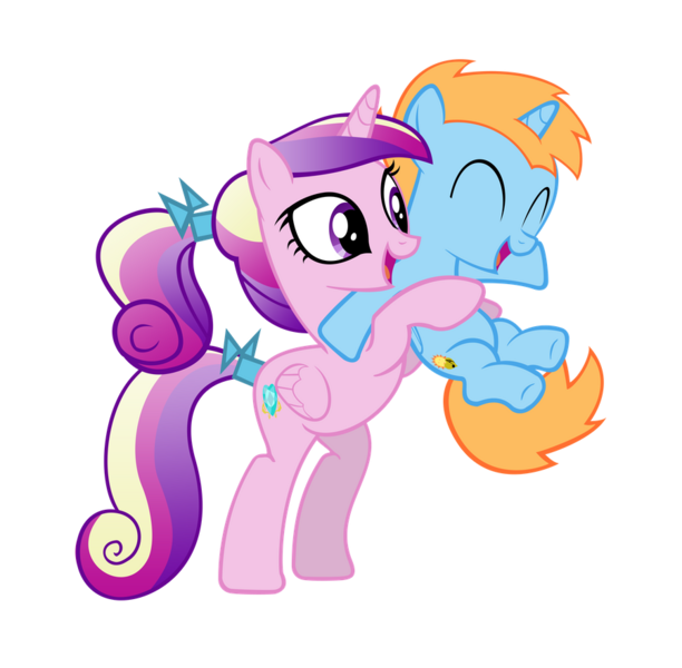 Size: 900x882 | Tagged: safe, artist:ninjamissendk, derpibooru import, princess cadance, oc, oc:harmony star, pony, canon x oc, cute, cutedance, female, foalsitter, foalsitting, male, simple background, smiling, transparent background