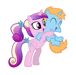 Size: 900x882 | Tagged: safe, artist:ninjamissendk, derpibooru import, princess cadance, oc, oc:harmony star, pony, canon x oc, cute, cutedance, female, foalsitter, foalsitting, male, simple background, smiling, transparent background