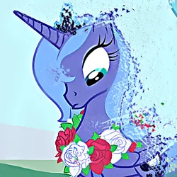 Size: 600x600 | Tagged: cropped, derpibooru import, edit, edited screencap, female, flower, friendship is magic, princess luna, rose, s1 luna, safe, screencap, season 1, thanos snap