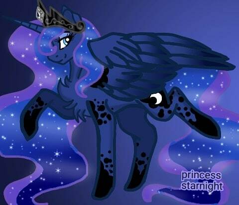 Size: 480x413 | Tagged: safe, artist:princess_starnight, derpibooru import, princess luna, alicorn, pony, chest fluff, dappled, ethereal mane, female, gradient background, jewelry, mare, raised hoof, smiling, solo, starry mane, tiara